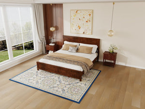 English Elm Farmhouse King Bed with Slatted Barn Door Headboard Solid Pine Frame 500 Lb Support Walnut W504P397210