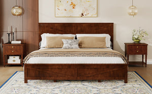 English Elm Farmhouse King Bed with Slatted Barn Door Headboard Solid Pine Frame 500 Lb Support Walnut W504P397210