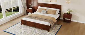 English Elm Farmhouse King Bed with Slatted Barn Door Headboard Solid Pine Frame 500 Lb Support Walnut W504P397210
