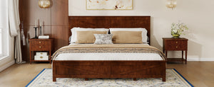 English Elm Farmhouse King Bed with Slatted Barn Door Headboard Solid Pine Frame 500 Lb Support Walnut W504P397210