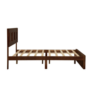 English Elm Full Pine Wood Farmhouse Bed Adjustable Headboard Panel Design Cottage Bedroom Frame Walnut W504P423813