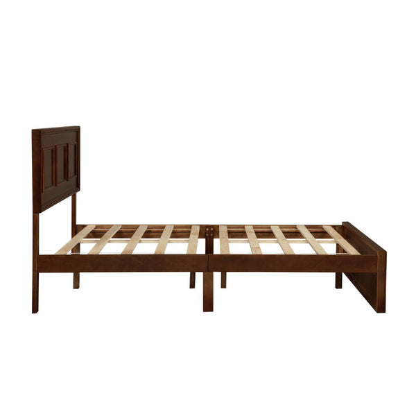 English Elm Full Pine Wood Farmhouse Bed Adjustable Headboard Panel Design Cottage Bedroom Frame Walnut W504P423813