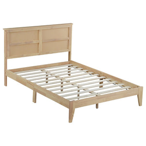 English Elm Full Platform Bed Solid Rubberwood Frame Woven Rattan Headboard Coastal Organic Bedroom W504P426264