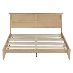 English Elm King Rubberwood Platform Bed with Woven Rattan Headboard for Coastal Boho Bedrooms W504P444380