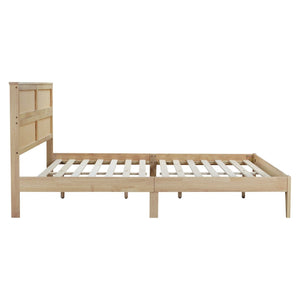 English Elm King Rubberwood Platform Bed with Woven Rattan Headboard for Coastal Boho Bedrooms W504P444380
