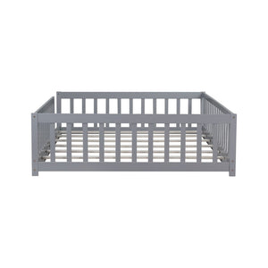 English Elm Full Size Montessori Floor Bed Rubberwood Frame with Safety Guardrails for Kids Grey W504P454739