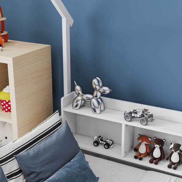 English Elm Full Size Pine House Bed with Led Lighting Built-in Storage and Charging Station for Kids White W504P460870
