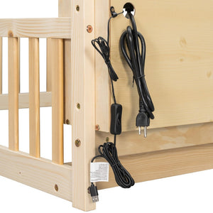English Elm Full Size Pine House Bed with Led Lighting Built-in Storage and Charging Station for Kids Natural W504P460872