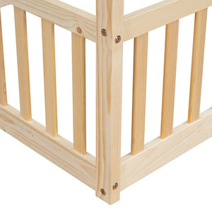English Elm Full Size Pine House Bed with Led Lighting Built-in Storage and Charging Station for Kids Natural W504P460872