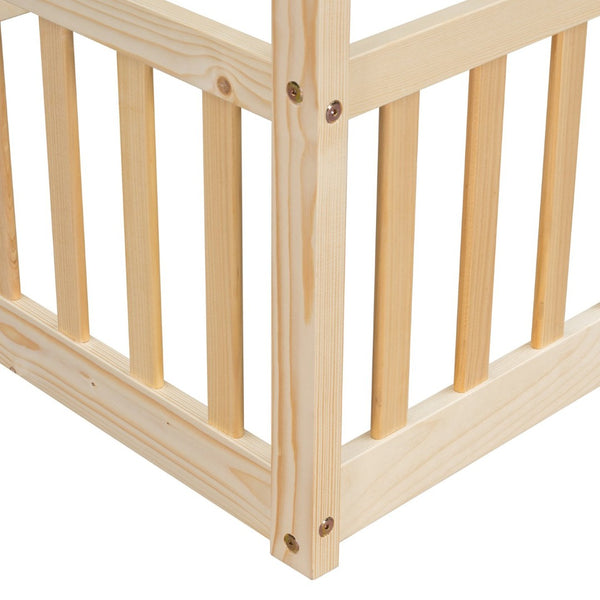 English Elm Full Size Pine House Bed with Led Lighting Built-in Storage and Charging Station for Kids Natural W504P460872