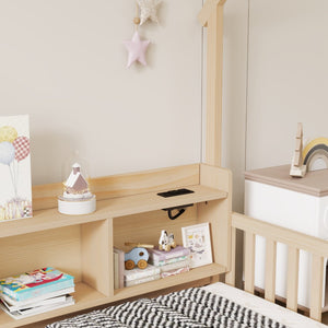 English Elm Full Size Pine House Bed with Led Lighting Built-in Storage and Charging Station for Kids Natural W504P460872