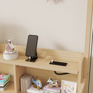 English Elm Full Size Pine House Bed with Led Lighting Built-in Storage and Charging Station for Kids Natural W504P460872