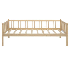 English Elm Twin Pine Spindle Daybed Solid Wood Frame with Guardrails for Guest or Kids Room Natural Twin W504P462839