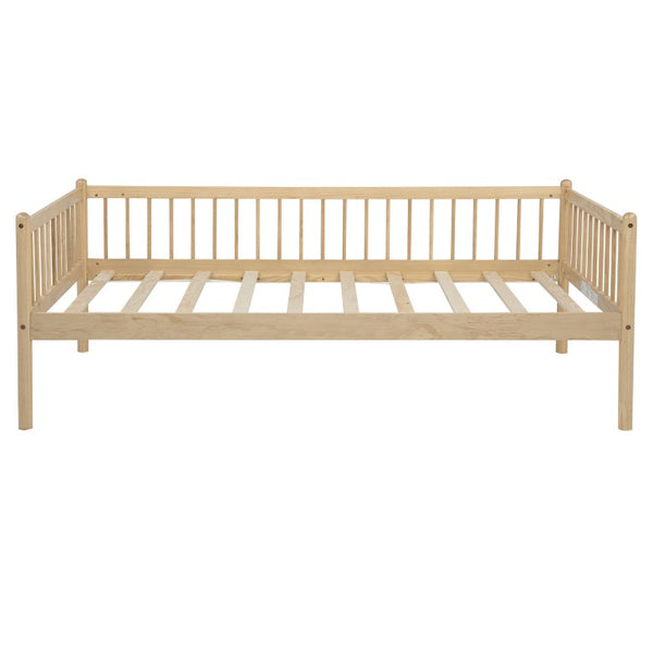 English Elm Twin Pine Spindle Daybed Solid Wood Frame with Guardrails for Guest or Kids Room Natural Twin W504P462839
