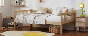 English Elm Twin Pine Spindle Daybed Solid Wood Frame with Guardrails for Guest or Kids Room Natural Twin W504P462839