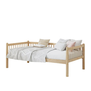 English Elm Twin Pine Spindle Daybed Solid Wood Frame with Guardrails for Guest or Kids Room Natural Twin W504P462839