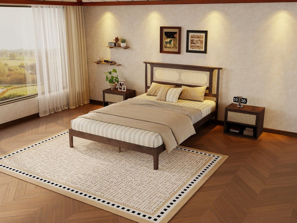 English Elm Twin Pine Spindle Daybed Solid Wood Frame with Guardrails for Guest or Kids Room Walnut Queen W504P462845