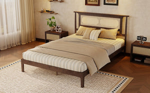 English Elm Twin Pine Spindle Daybed Solid Wood Frame with Guardrails for Guest or Kids Room Walnut Queen W504P462845