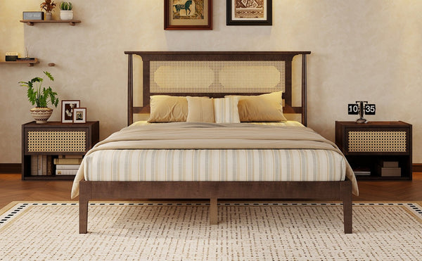 English Elm Twin Pine Spindle Daybed Solid Wood Frame with Guardrails for Guest or Kids Room Walnut Queen W504P462845