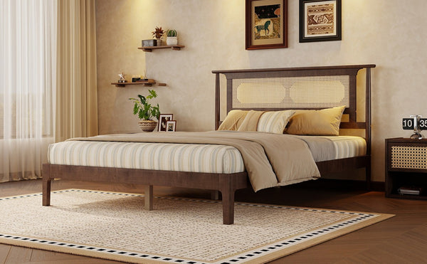 English Elm Twin Pine Spindle Daybed Solid Wood Frame with Guardrails for Guest or Kids Room Walnut Queen W504P462845