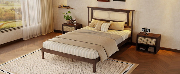English Elm Twin Pine Spindle Daybed Solid Wood Frame with Guardrails for Guest or Kids Room Walnut Queen W504P462845