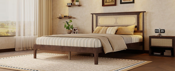 English Elm Twin Pine Spindle Daybed Solid Wood Frame with Guardrails for Guest or Kids Room Walnut Queen W504P462845