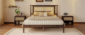English Elm Twin Pine Spindle Daybed Solid Wood Frame with Guardrails for Guest or Kids Room Walnut Queen W504P462845