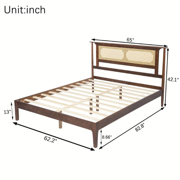 English Elm Twin Pine Spindle Daybed Solid Wood Frame with Guardrails for Guest or Kids Room Walnut Queen W504P462845