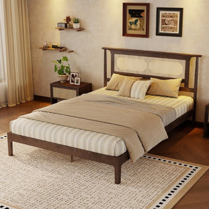 English Elm Twin Pine Spindle Daybed Solid Wood Frame with Guardrails for Guest or Kids Room Walnut Queen W504P462845