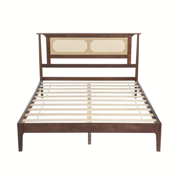 English Elm Twin Pine Spindle Daybed Solid Wood Frame with Guardrails for Guest or Kids Room Walnut Queen W504P462845