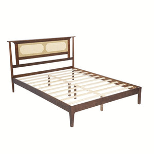 English Elm Twin Pine Spindle Daybed Solid Wood Frame with Guardrails for Guest or Kids Room Walnut Queen W504P462845