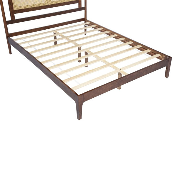 English Elm Twin Pine Spindle Daybed Solid Wood Frame with Guardrails for Guest or Kids Room Walnut Queen W504P462845