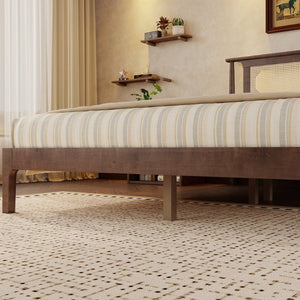 English Elm Twin Pine Spindle Daybed Solid Wood Frame with Guardrails for Guest or Kids Room Walnut Queen W504P462845