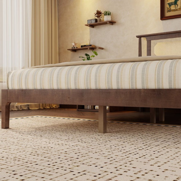 English Elm Twin Pine Spindle Daybed Solid Wood Frame with Guardrails for Guest or Kids Room Walnut Queen W504P462845