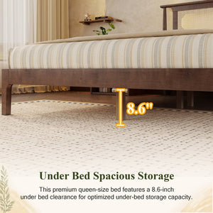 English Elm Twin Pine Spindle Daybed Solid Wood Frame with Guardrails for Guest or Kids Room Walnut Queen W504P462845