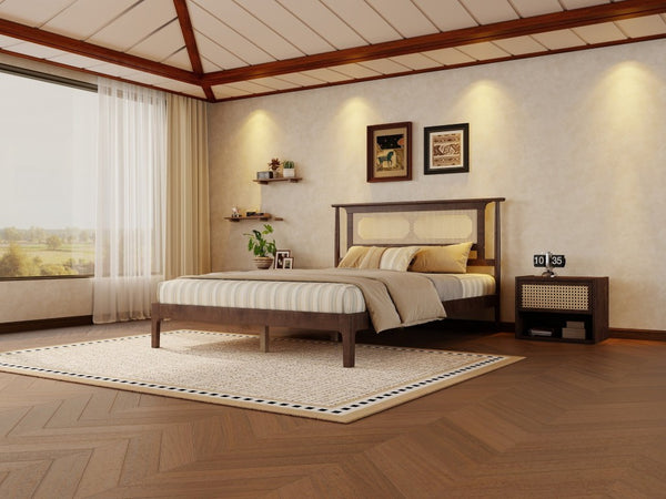 English Elm Twin Pine Spindle Daybed Solid Wood Frame with Guardrails for Guest or Kids Room Walnut Queen W504P462845