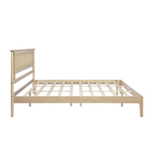 English Elm King Solid Pine Bed with Woven Rattan Headboard Farmhouse Platform Eight Leg Support Natural King W504P462851