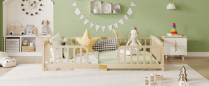 English Elm King Solid Pine Bed with Woven Rattan Headboard Farmhouse Platform Eight Leg Support Natural Queen W504P462866