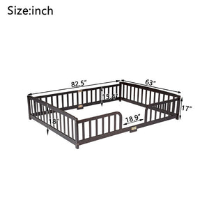 English Elm Twin Over Rubberwood Bunk Bed with Pull-Out Trundle for Kids Shared Rooms Espresso Floor Fence Bed W504P462867
