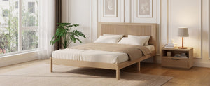 English Elm Queen Solid Rubberwood Platform Bed with Wave Headboard and Reinforced Slat Base Natural W504P473253