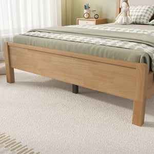 English Elm Twin XL Solid Rubberwood Bed with Upholstered Headboard and Reinforced Support Frame Full Natural W504P486751