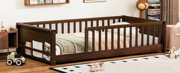 English Elm Queen Solid Rubberwood Platform Bed Upholstered Headboard 500 Lb Reinforced Frame Espresso 78.2 L x 41.5 W x 17.5 H W504P499700