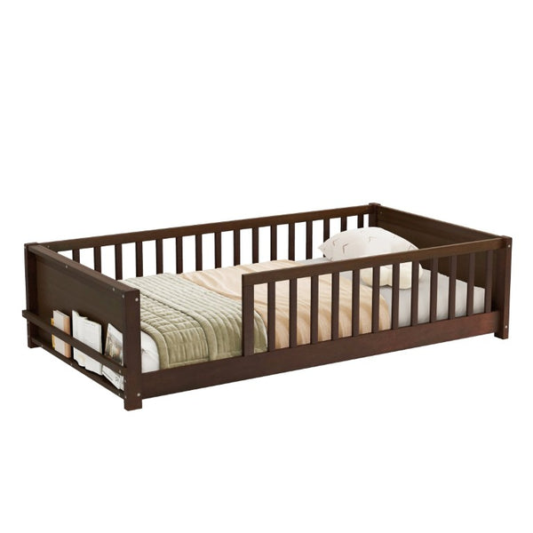 English Elm Queen Solid Rubberwood Platform Bed Upholstered Headboard 500 Lb Reinforced Frame Espresso 78.2 L x 41.5 W x 17.5 H W504P499700