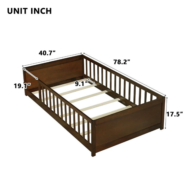 English Elm Queen Solid Rubberwood Platform Bed Upholstered Headboard 500 Lb Reinforced Frame Espresso 78.2 L x 41.5 W x 17.5 H W504P499700