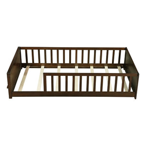 English Elm Queen Solid Rubberwood Platform Bed Upholstered Headboard 500 Lb Reinforced Frame Espresso 78.2 L x 41.5 W x 17.5 H W504P499700