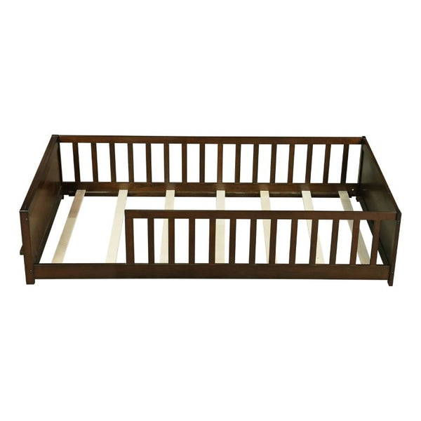 English Elm Queen Solid Rubberwood Platform Bed Upholstered Headboard 500 Lb Reinforced Frame Espresso 78.2 L x 41.5 W x 17.5 H W504P499700