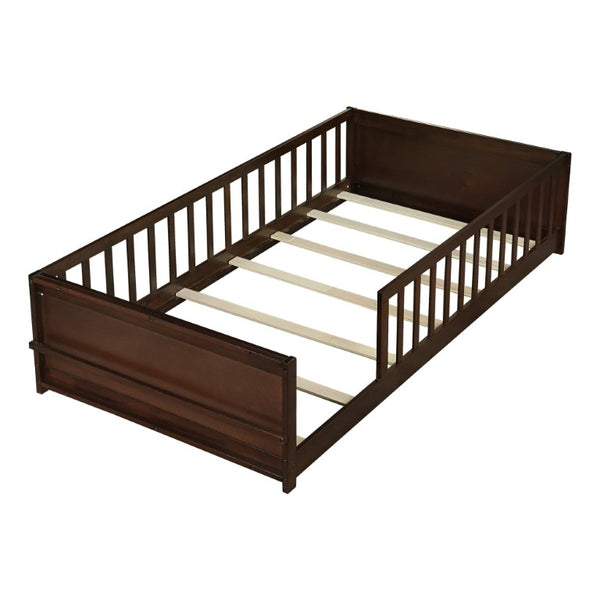 English Elm Queen Solid Rubberwood Platform Bed Upholstered Headboard 500 Lb Reinforced Frame Espresso 78.2 L x 41.5 W x 17.5 H W504P499700