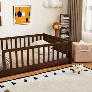 English Elm Queen Solid Rubberwood Platform Bed Upholstered Headboard 500 Lb Reinforced Frame Espresso 78.2 L x 41.5 W x 17.5 H W504P499700