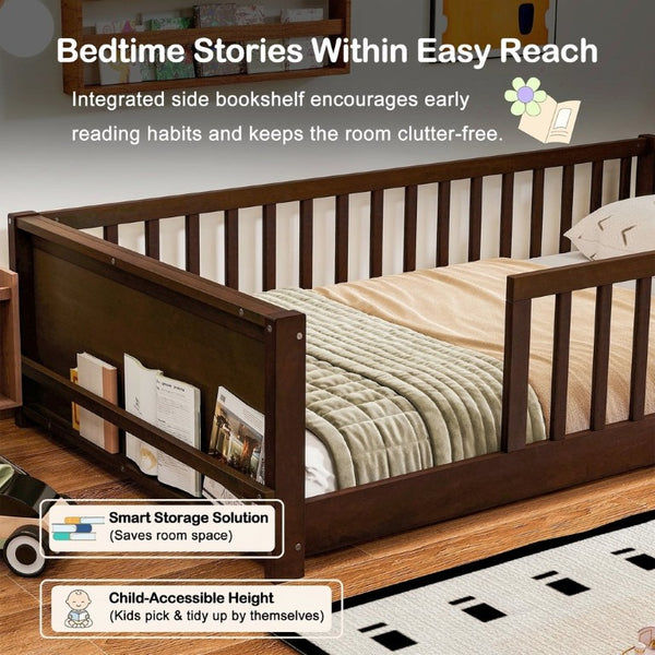 English Elm Queen Solid Rubberwood Platform Bed Upholstered Headboard 500 Lb Reinforced Frame Espresso 78.2 L x 41.5 W x 17.5 H W504P499700