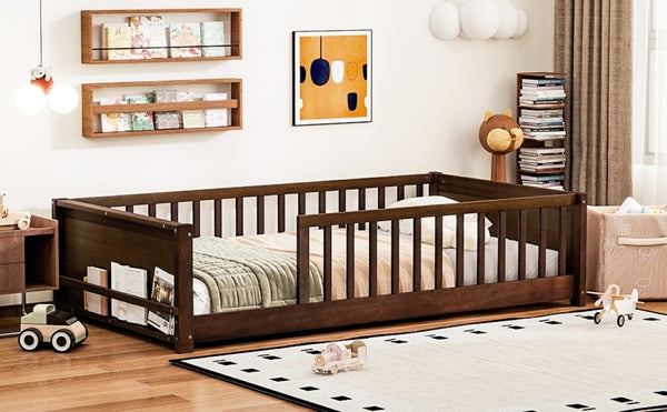 English Elm Queen Solid Rubberwood Platform Bed Upholstered Headboard 500 Lb Reinforced Frame Espresso 78.2 L x 41.5 W x 17.5 H W504P499700